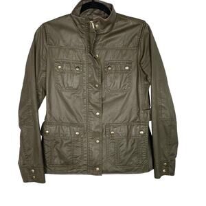 J Crew Womens XSmall XS Olive Green The Downtown Field Jacket Coated Canvas